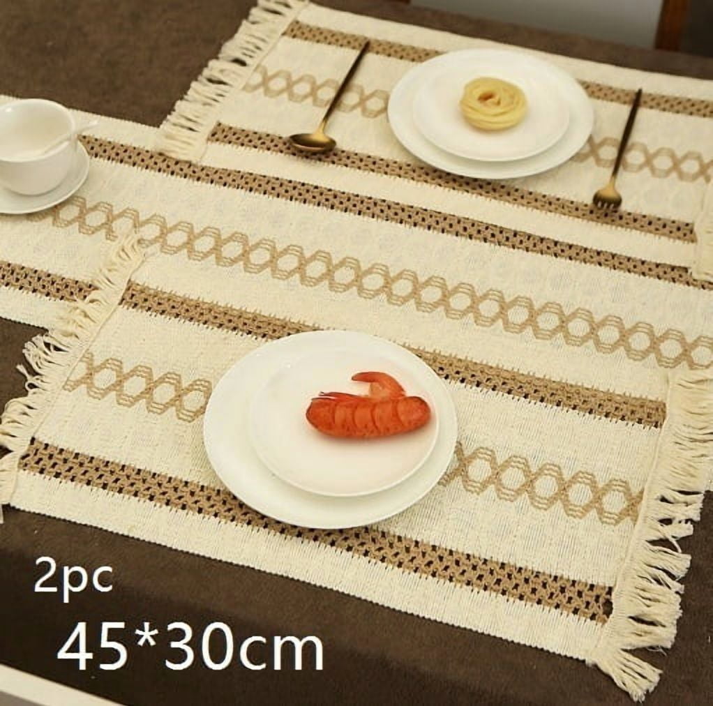 2 pcs (mats only) placemats [coffee short tassels] rope placemats ...