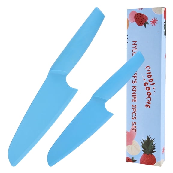 AILUROPODA Nylon Knives for Nonstick Pans, Fruits, Veggies and Bread, 2 Pcs, Blue