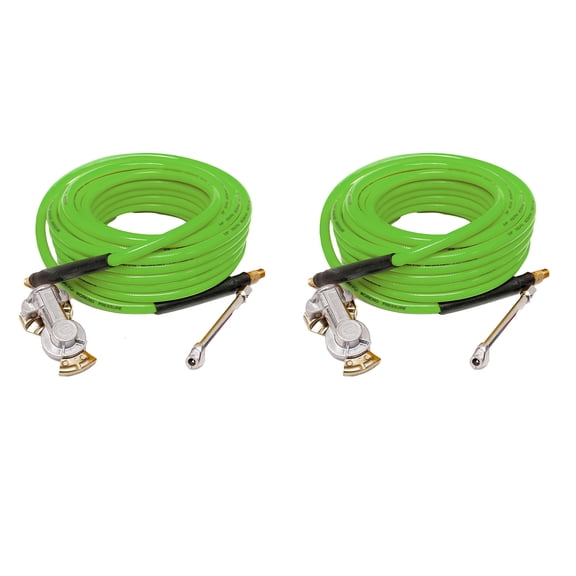 Torque 2PCS Heavy Duty Truck Tire Inflator Kit, Including 3/8" x 50 ft Air Hose, Universal GladHand & Dual Foot Chuck, Glad Hand Air Hose Kit, 300 PSI (2 x TR63051G)