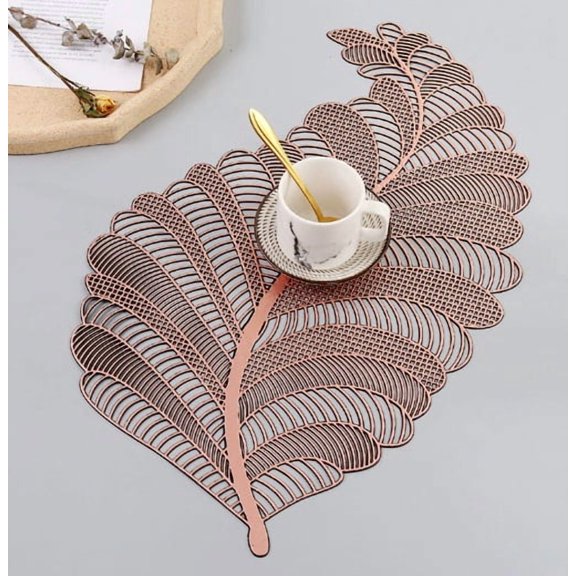 2 Pcs Iris Leaf Nordic Hollow PVC Phoenix Flower Heat Insulation Mats for Restaurant and Home Use