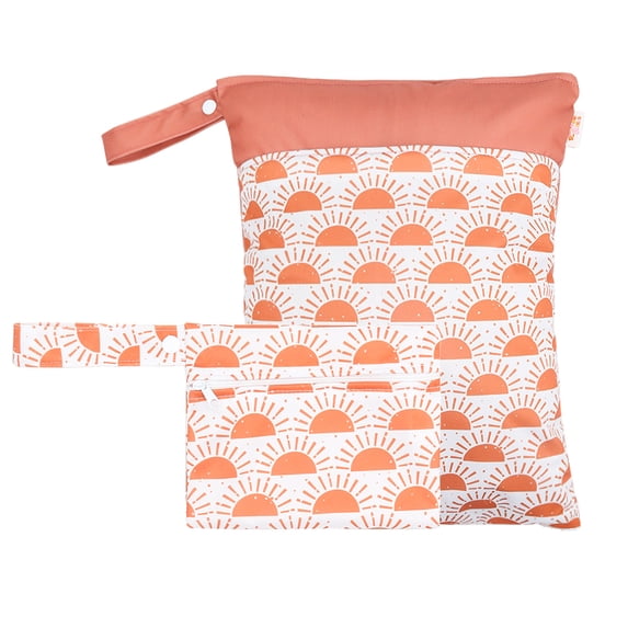 2 pcs/set Wet Dry Bags for Baby Cloth Diapers - Reusable, Washable for Stroller, Diapers, Travel Bags, Gym Bag