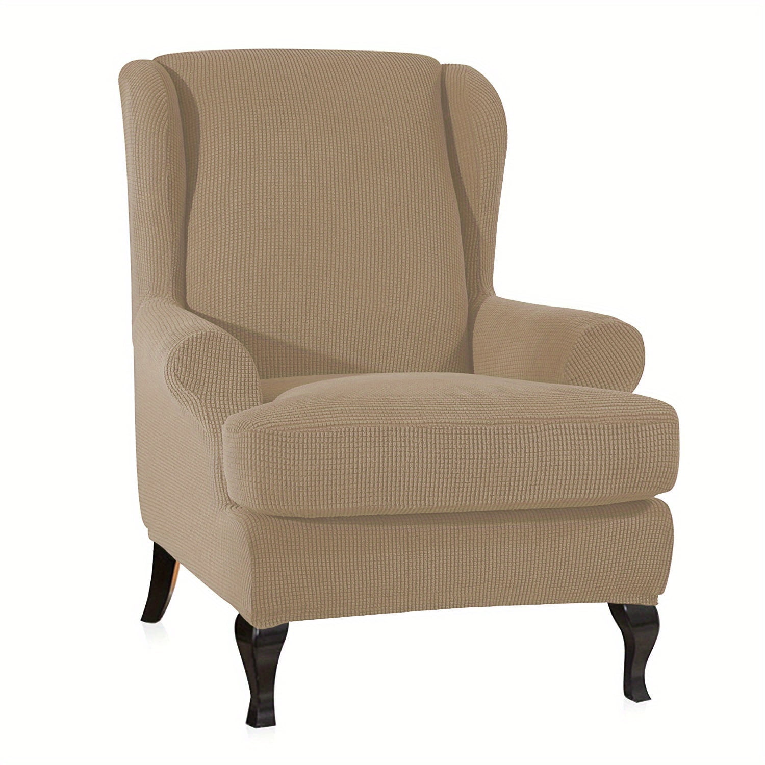 2 pcs/set elastic wingback chair slipcover, with elastic bottom wing