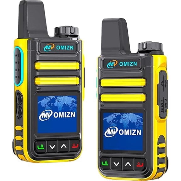 G3 Global Walkie Talkie Unlimited Range, 4G LTE PTT two-way radio with pre-installed SIM, without life, AES256 encryption, IP65 waterproof, noise reduction,2 pcs yellow