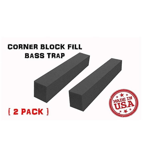 2 per pack - Gray Acoustic Foam Studio Corner Block Wall Finish Acoustic 3" x 3" x 24"
