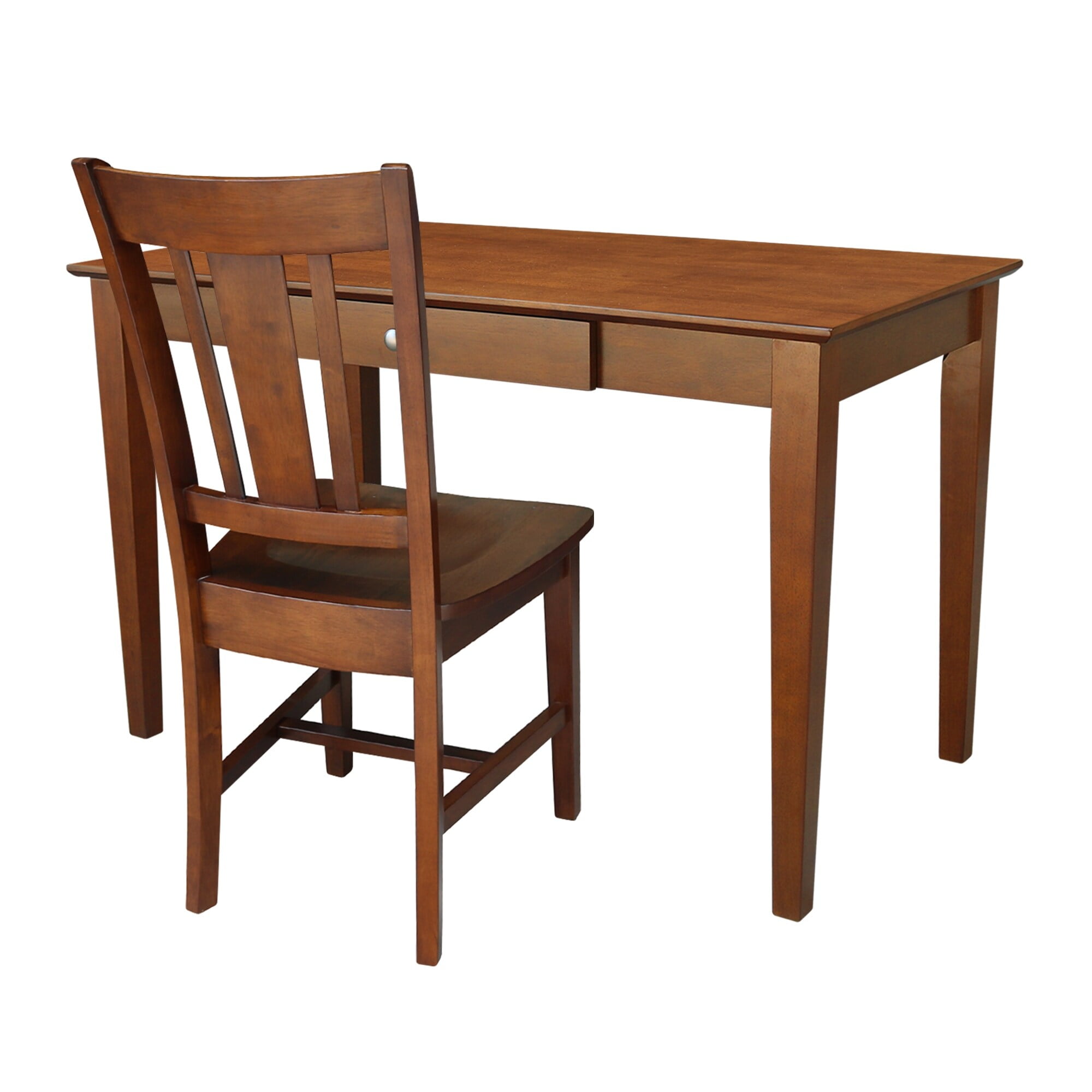 2 piece Basic Espresso Desk and Chair Set Walmart