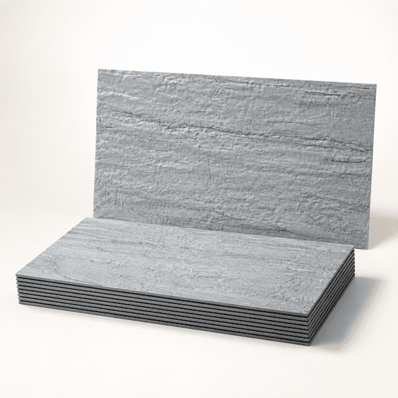 2-piece Grey Shale Peel And Sticksplash Wall Tiles 6" X 12" Pvc Faux Stone On For Kitchen Bathroom Laundry Room Camper Fireplace