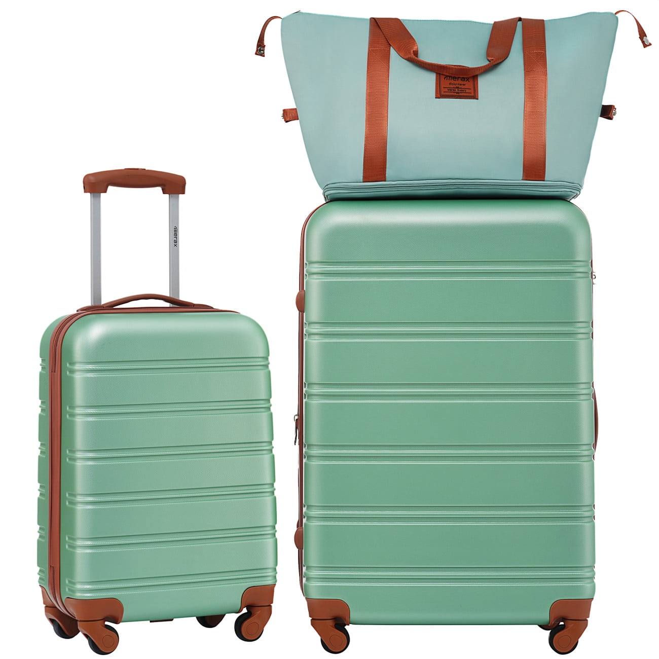 2piece Luggage Sets with Bag, Carry On Hardside Luggage with TSA Lock and Trolley Pole, ABS