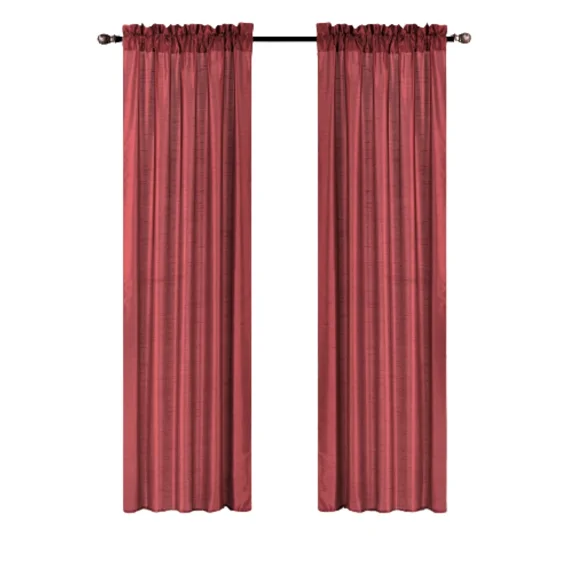 Gorgeous Home Linen MR2 Faux Silk Semi-Sheer Window Curtains 2-Pack Burgundy 84" L
