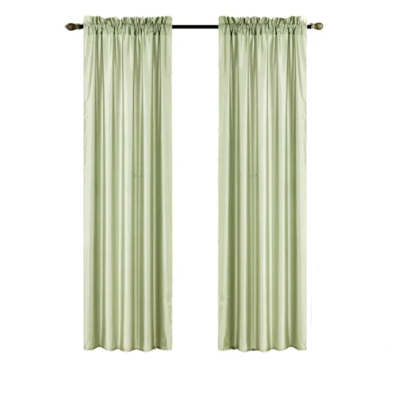 Gorgeous Home Linen MR2 Faux Silk Semi-Sheer Window Curtains 2-Pack Sage 84" L