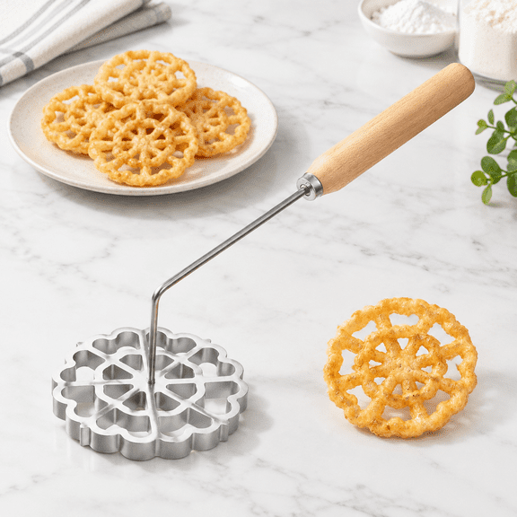 2-piece Rosette Maker | 4.5-inch Bunuelos Mold With Handle