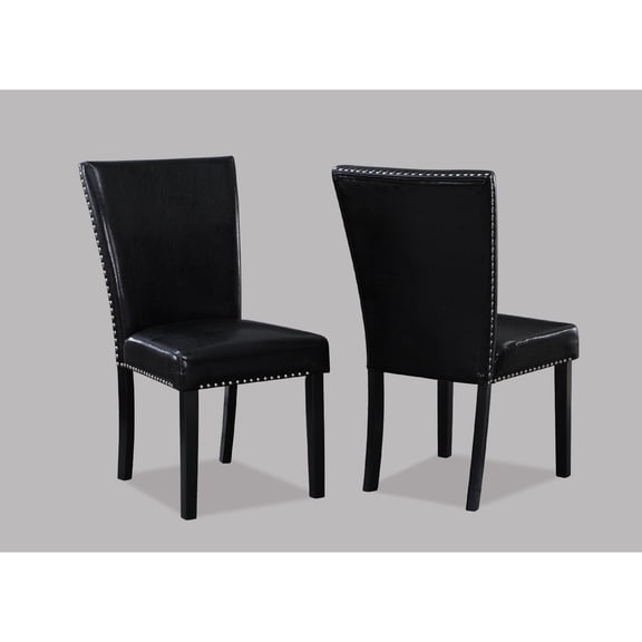 2-piece Set, Black Upholstered Seats - Tufted Nail - Dining Room Use Case - Comfortable Dining Chairs