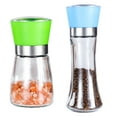 2piece Set Green+Blue Manual Adjustable Ceramic Sea Salt & Pepper