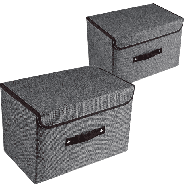 2piece Set Large Storage Boxes with Lids and Handles, Collapsible