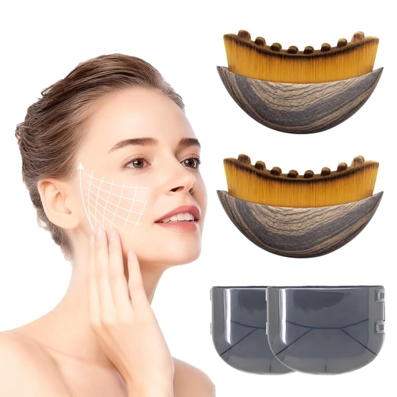 2-piece Set Of Lymphatic Drain Facial Contour Brush Dry Double Chin Reducer For Shaping Dedetoxification And Lifting Improving Skin Radiance Absorption.
