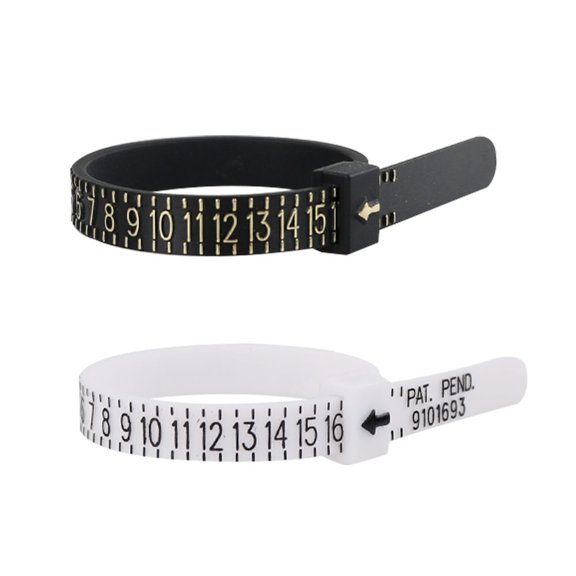 2-piece Size Guide - Measuring Ring - Measuring Ring - European Dimensions - Reusable - Custom New Ring (black+white)