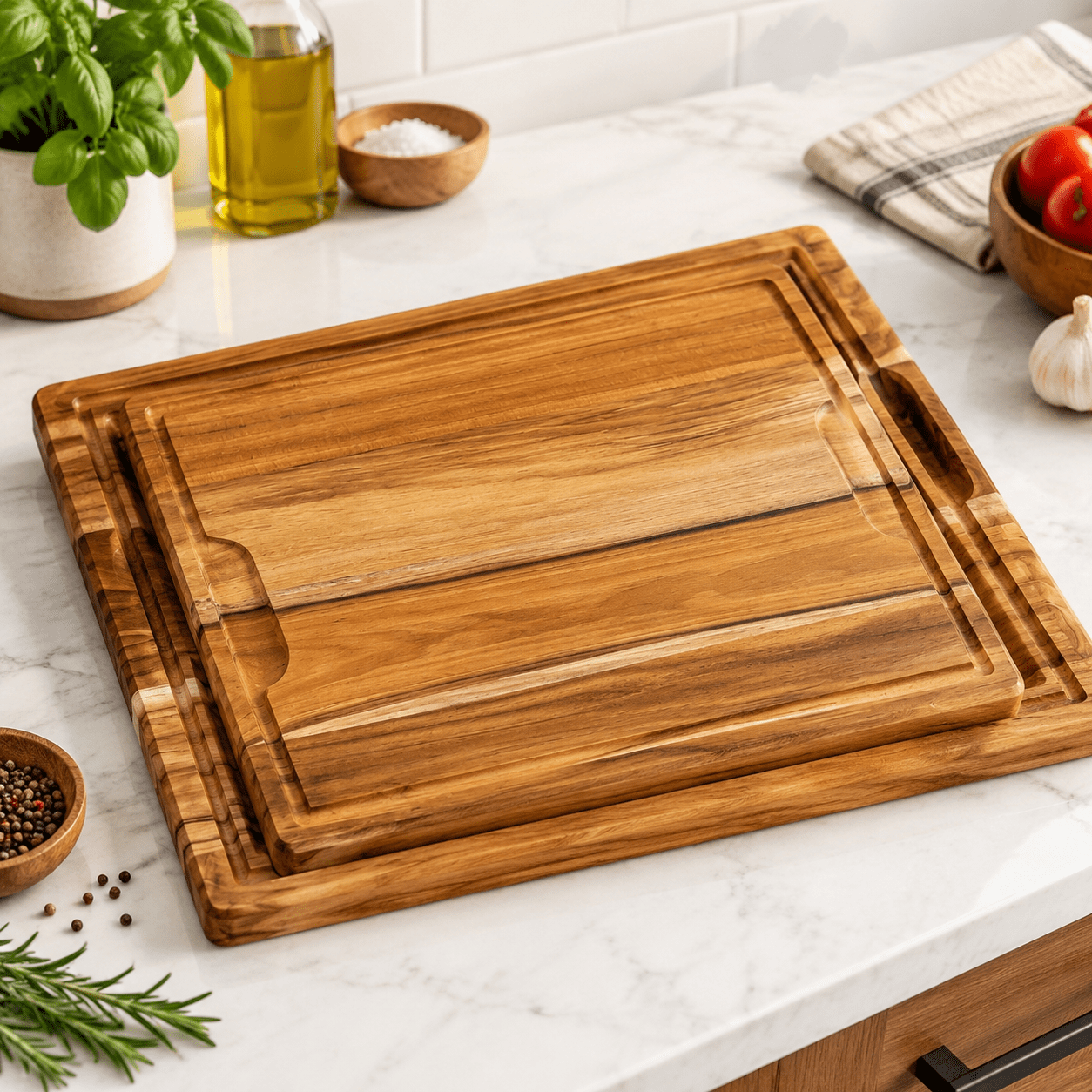 2-piece Teakd Set Butcher Blocks With Juice Groove - Walmart.com