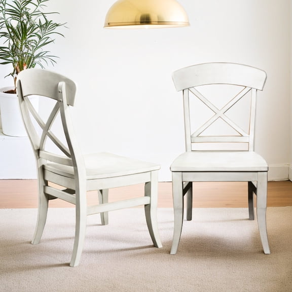 2-piece X-back Dining Chairs with Rustic Finish / Comfortable Seats for Different Dining Styles