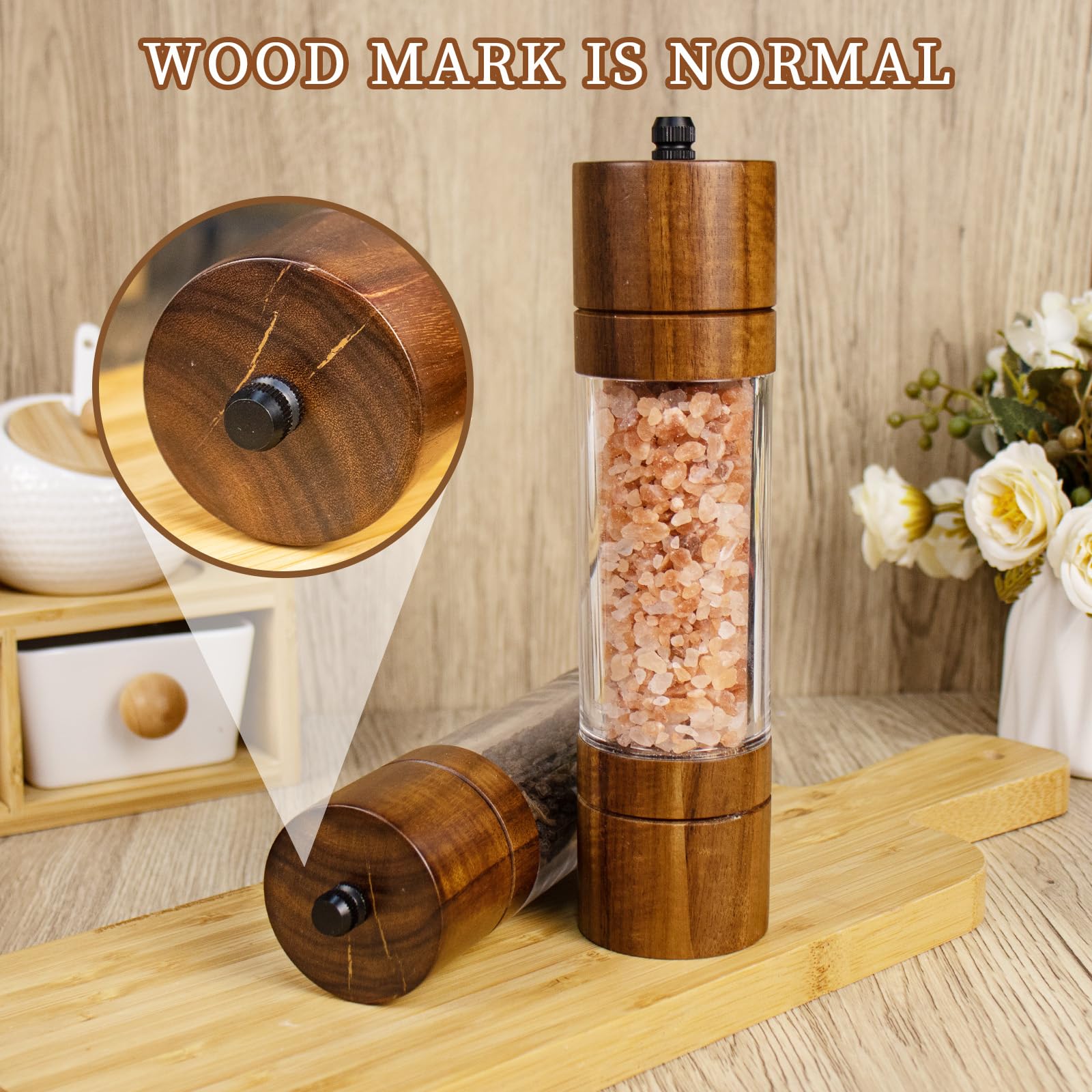 2-piece acrylic salt and pepper grinder, manual salt and pepper grinder - suitable for kitchen supplies in restaurants and kitchens