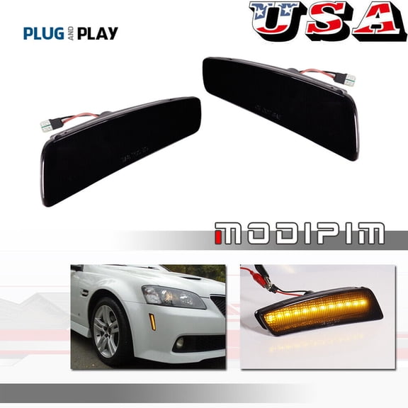 2-piece amber smoke front marker indicator LED light suitable for 2008-2009 Pontiac G8-