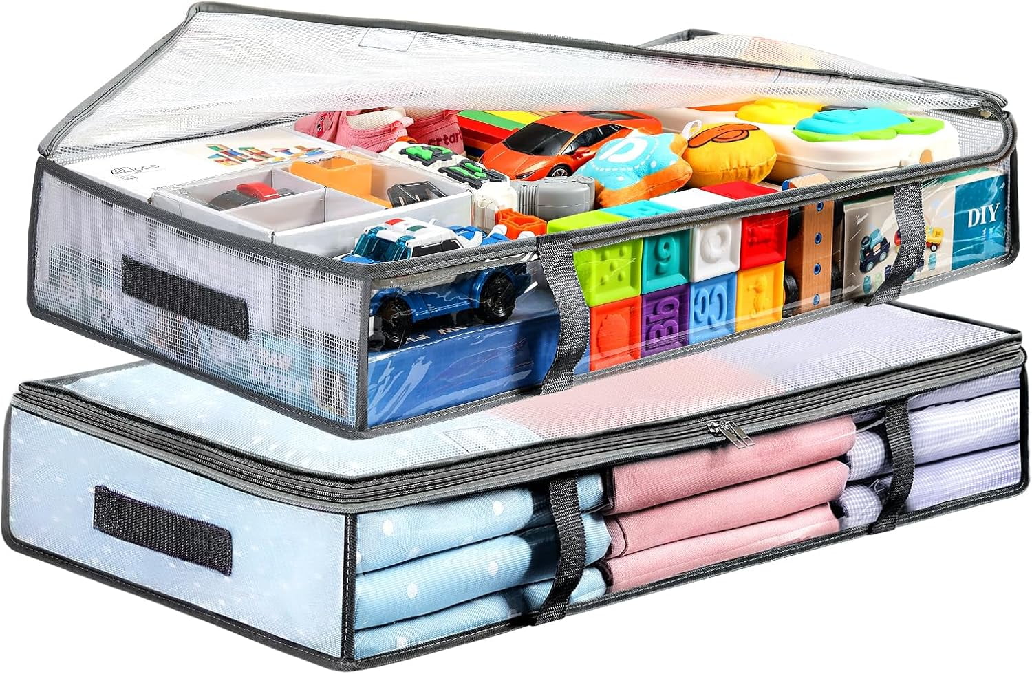 2-piece under bed storage box, moisture-proof plastic under bed storage box, clothing storage ...