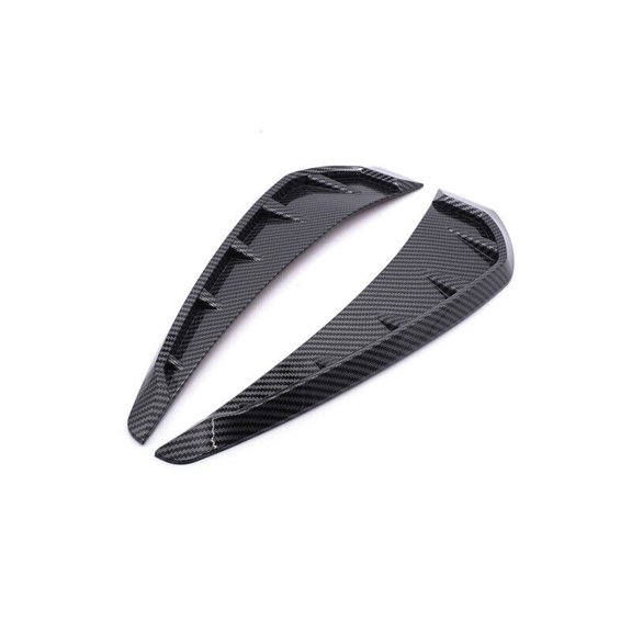 2-piece car carbon fiber side door mudguard, ventilation air vent wing cover, shark grille-