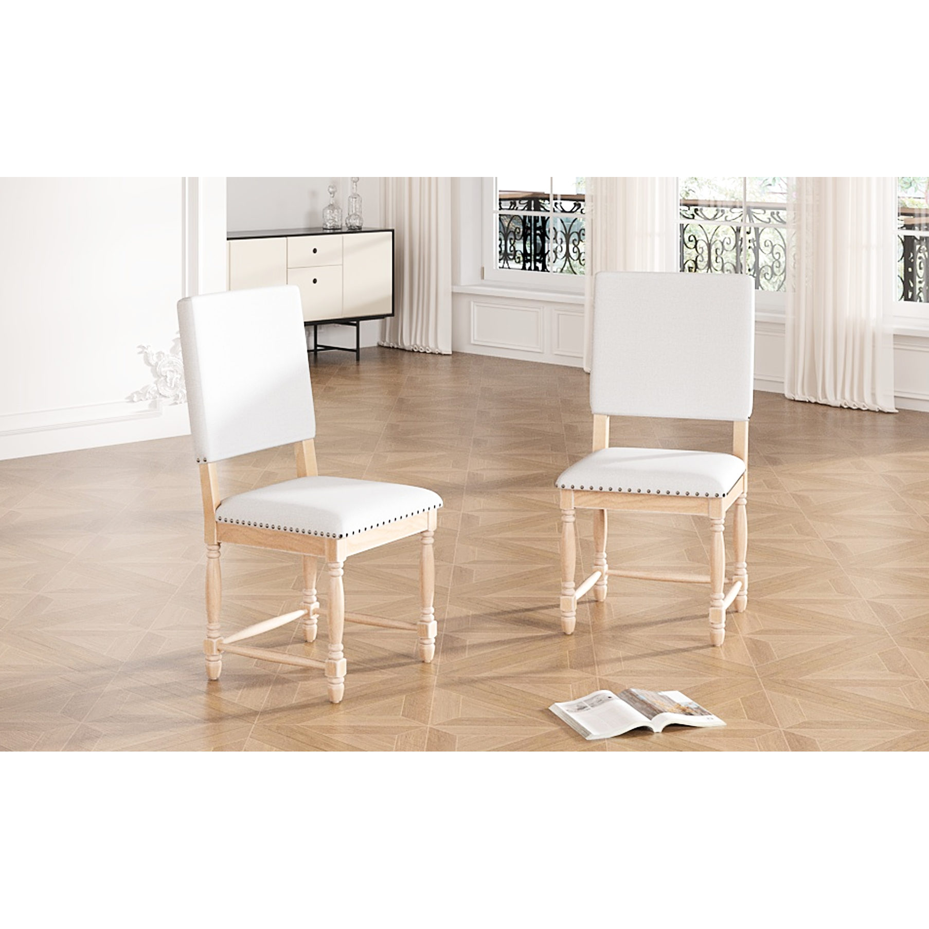 2-piece dining chairs with turned legs and nailhead trim for various ...