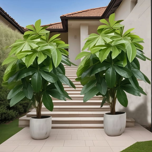 2-piece extra large money tree; durable plastic indoor and outdoor decoration for Christmas, Thanksgiving, Mother's Day no need for watering and maintenance home garden decoration