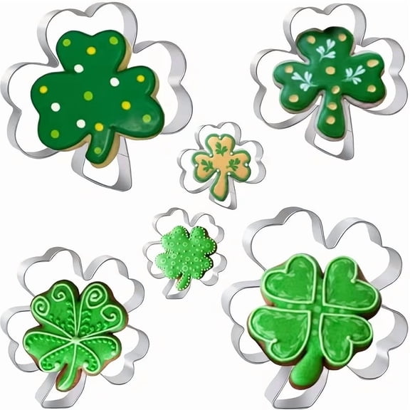 2 piece four leaf clover Cookie Biscuit Cutters Pastry Cutters Pattern Stamps set with heart shaped leaves for DIY fondant