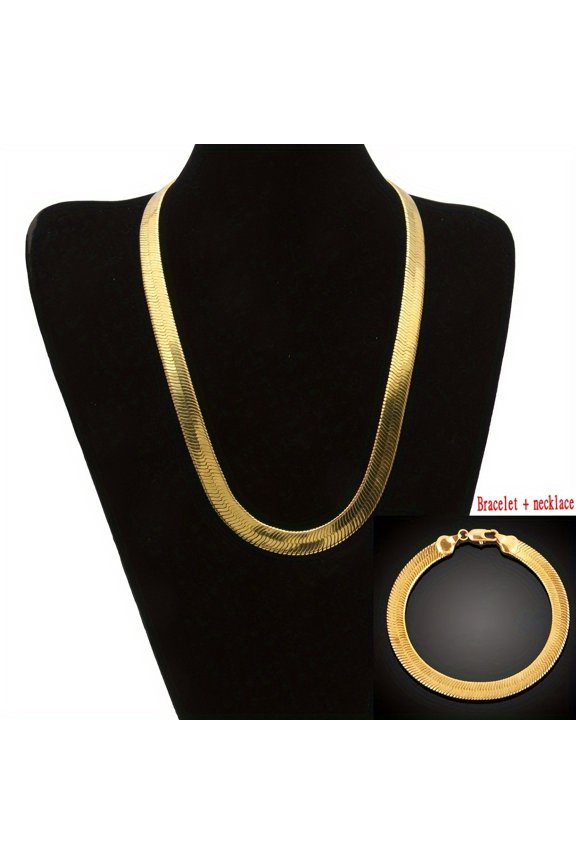 2 -piece golden flat catfish bone necklace and bracelet suite -men's fashion accessories,Bracelet 26 Blockchain