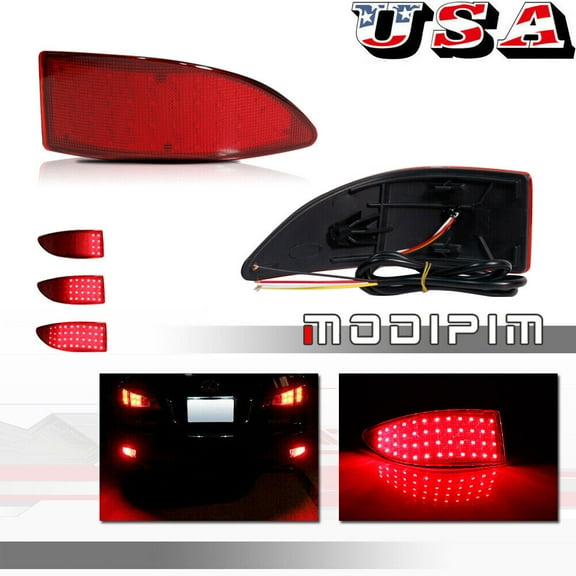 2-piece red lens LED bumper reflector rear light suitable for 06-13 Gen2 Lexus IS250 IS350-