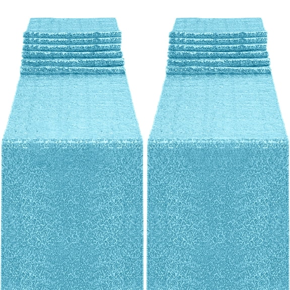 2-piece sequin Table Flag, 12 "x 70", suitable for birthday, wedding, banquet, holiday party decorationsky blue