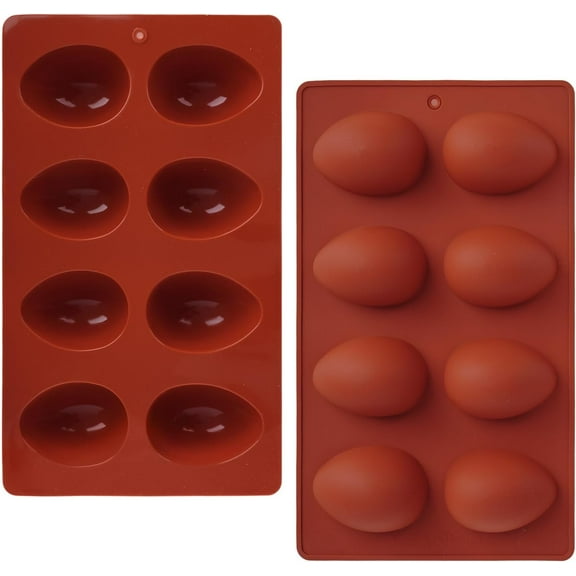 8-Cavity Easter Egg Silicone Mold Set (2 Pack) – Food-Grade Baking Mold for Chocolate, Candy, Cake Pops & Jello, Reusable Non-Stick Party Treat Molds（C）