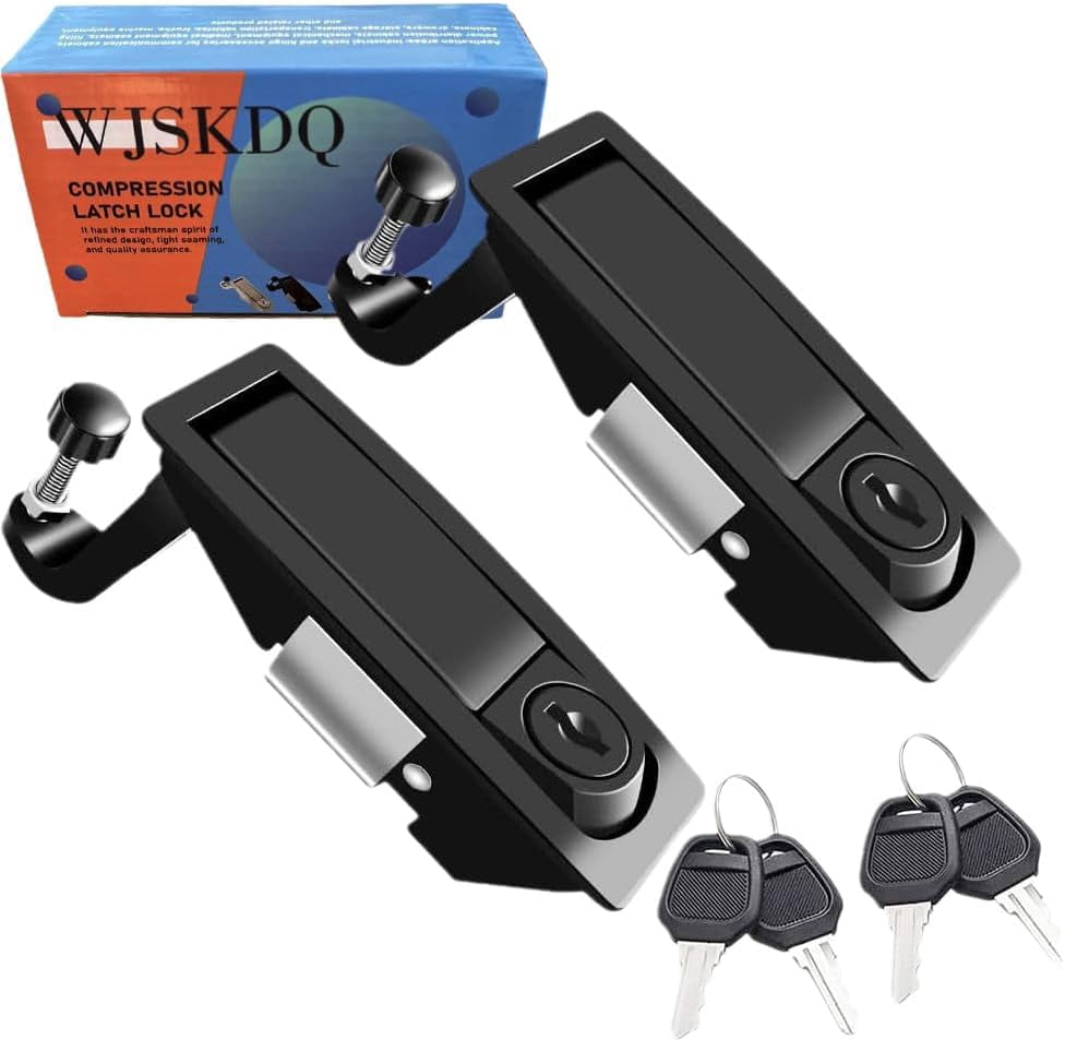 2 piece set compression door latch powder coated zinc alloy adjustable rod hand operated flat bar suitable for ship door thickness: 0.04