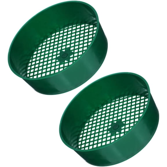 2-piece set of gardening soil sieve mesh set plastic soil tools, for gardening multi-purpose soil sieve, for home and outdoor use to screen stones and gravel green mesh