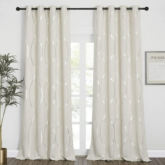 2-piece set of 84 inch beige blackout curtains, thickened and encrypted material, soft and warm color scheme, bedroom bay window, effective blackout