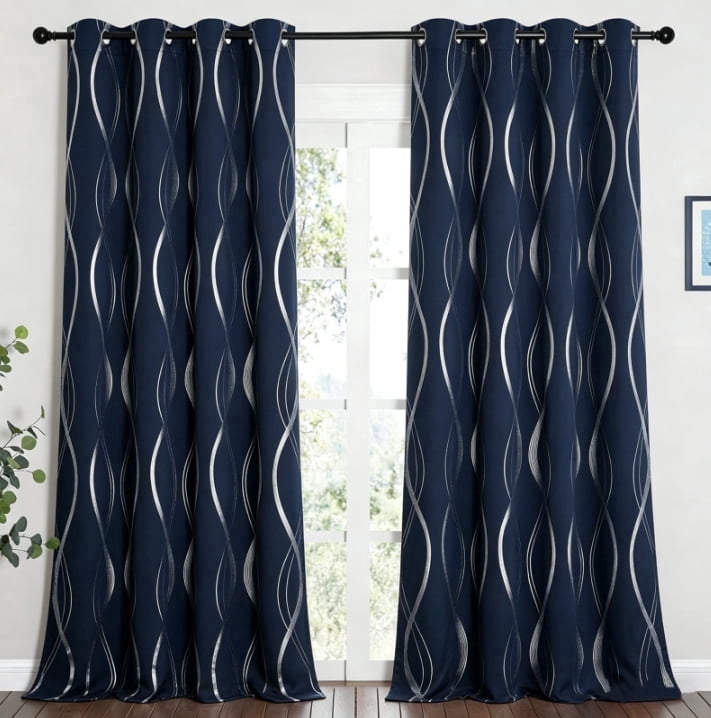 2pcs 84in (L) x 52in (W) blackout curtains, thickened and encrypted material, suitable for bedrooms, dining rooms, living rooms, blackout, winter warmth, summer blackout, new home decoration （Blue）