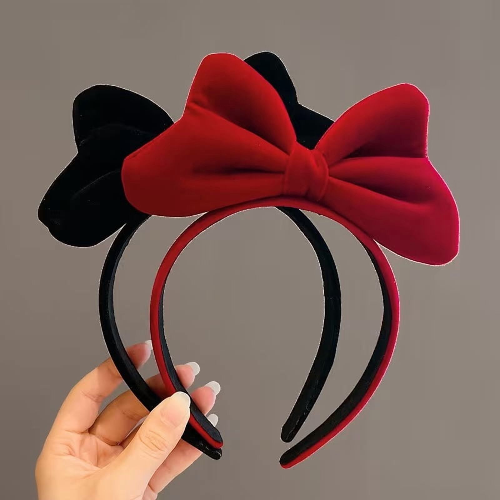 2-piece set of red velvet butterfly hairbands, new autumn and winter retro hair accessories for women, cute plush hair clips