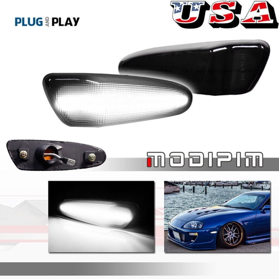 2-piece smoked lens white LED front marker light suitable for 97-98 Toyota SUPRA MK4-