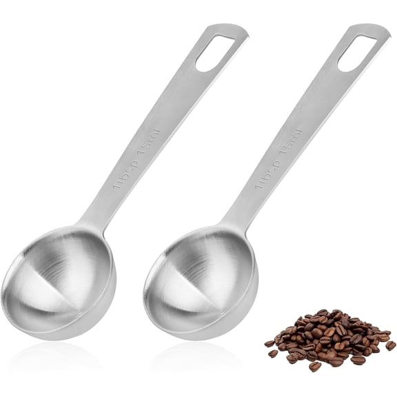 2-piece stainless steel table spoon, coffee measuring spoon, small metal spoon (1 tablespoon/15 ml)