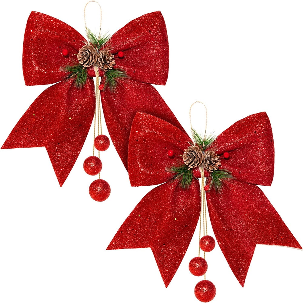 2piece wreath bow, large Christmas bow, Christmas tree bow on Galan