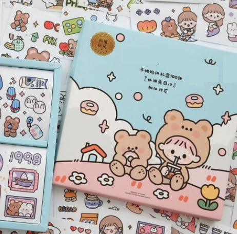 2 pieces/200 sheets - Waterproof stickers for journals, girly journals, thermos cups, stickers
