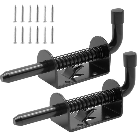 2 pieces of 5-inch spring-loaded door latch pins, heavy-duty spring door latches, steel door lock latches for cabinets, sheds, trailers, equipment (black)