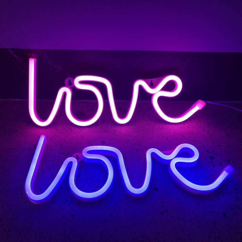 2 pieces LED neon sign battery and USB operated, LED neon wall light