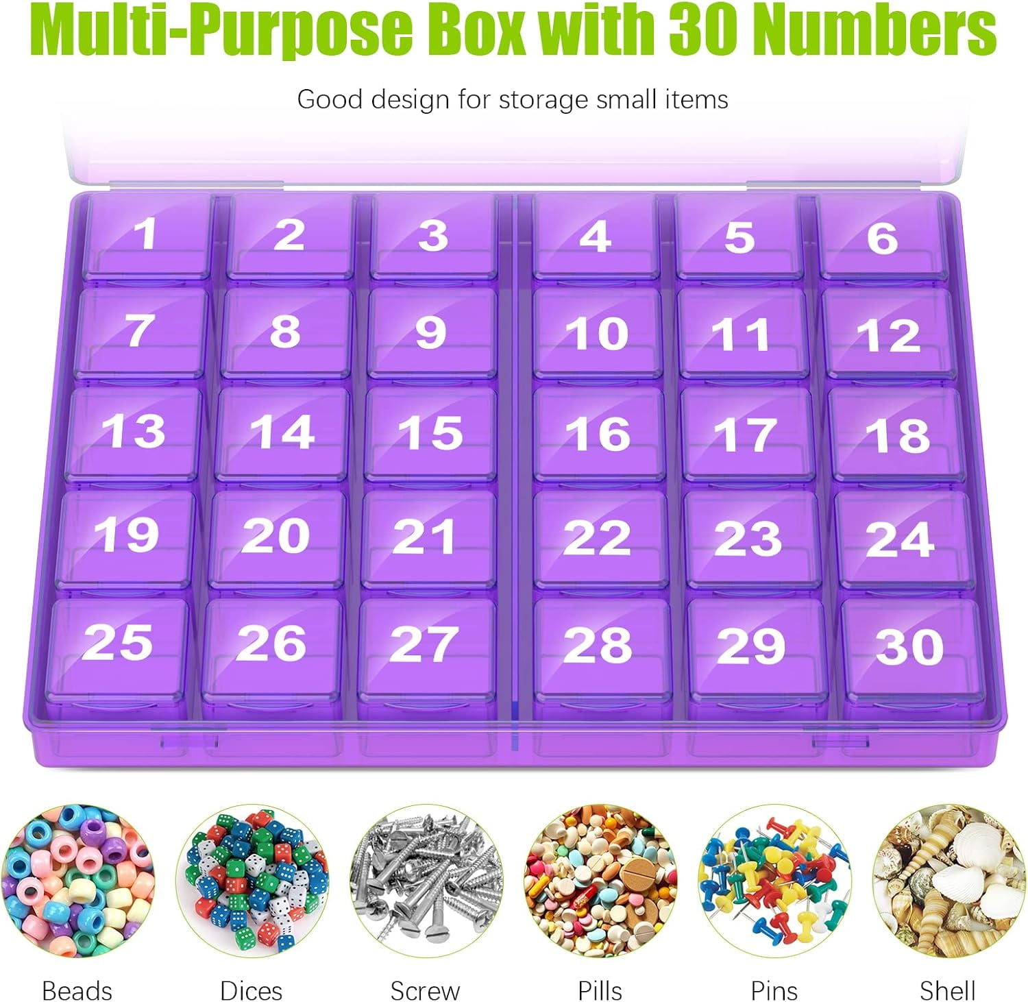 2 pieces Monthly Pill Organizer Once a Day - 30 Day Pill Organizer Box - Easy to Open - Large Compartments Portable Case for Travel, Month Pill Cases Medicine Organizer for Vitamin (Purple)