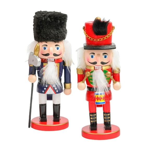 2 pieces Nutcracker Figures wood Xmas Classic Puppet Holiday Bookcase Decoration Ornament Style B