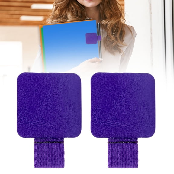 2 pieces Pen Loop Self-Adhesive Leather Pen Holder for Notebook, PU Leather Pen Ring Holder, Elastic Pen Loop Holder, Assorted Colours, Pen Holder for Diary Calendar, Purple