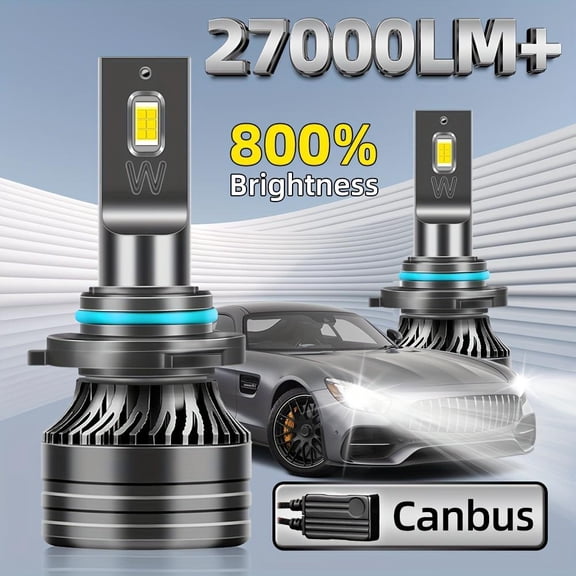 Canbus LED 9005/HB3 9006/HB4 H1 H4 H7 H11 Hi/Lo Beam Headlights 27000LM 6500K Ultra White Lights with 800% Brightness Pack Of 2