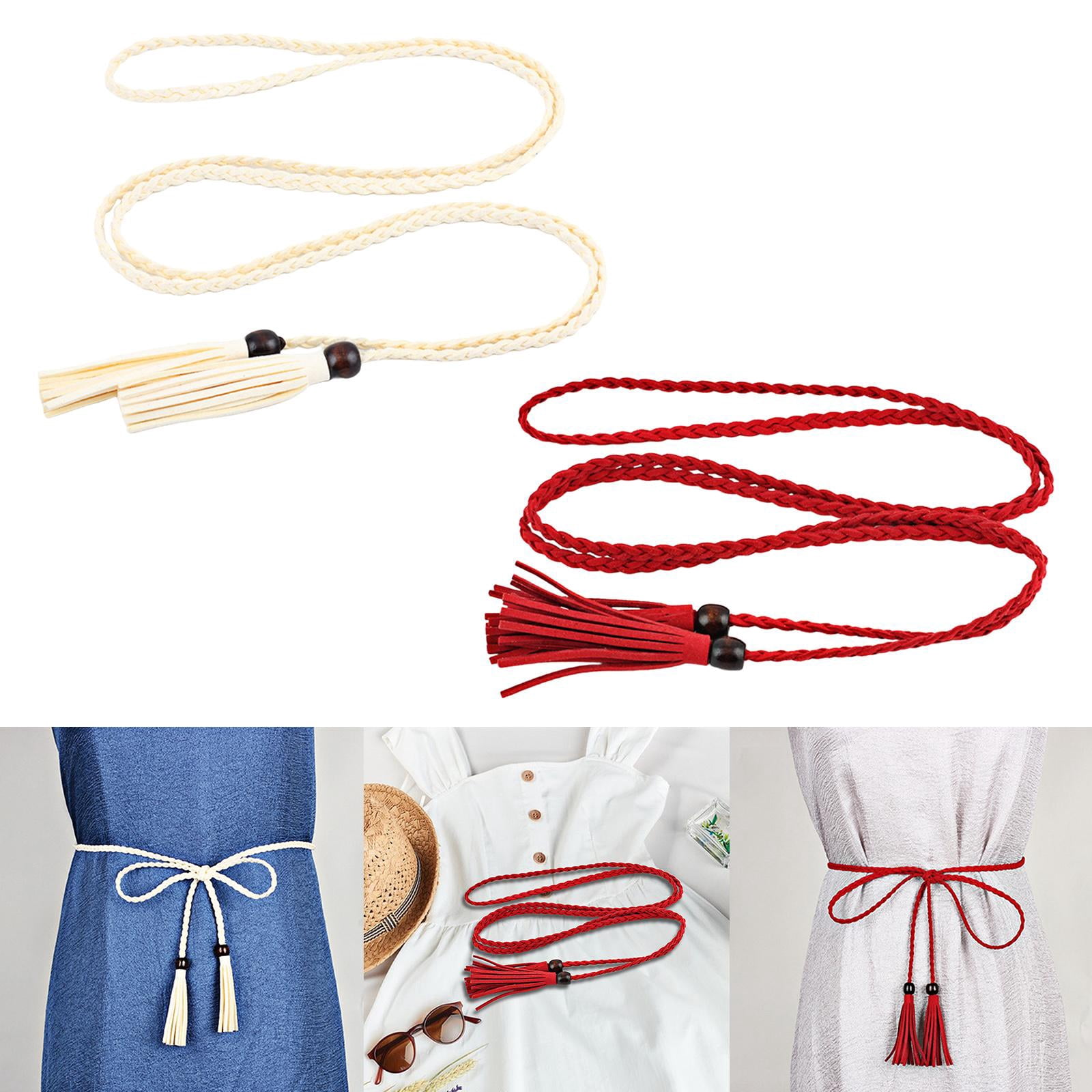 2 pieces Woven Tassel Waist Belt Vintage Style Casual  display picture 1