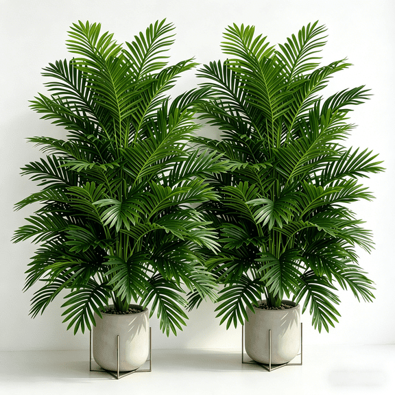 2 pieces artificial Plants green palm trees, suitable for outdoors, home decoration, garden terrace courtyard living room wedding hotel decoration, suitable for Easter, St. Patrick's Decorative
