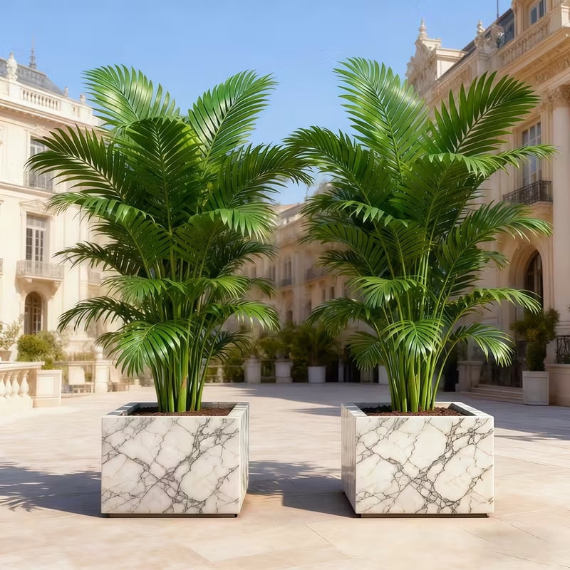 2 pieces artificial plant fake palm tree tropical palm leaves ...